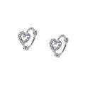 wholesale 925 Sterling Silver Hollow-Out Heart Earrings Sweet and Simple Elegant Diamond-Inlaid Anti-Loss Heart-Shaped Lovely Ear Clips M00225-0-4