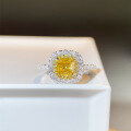 wholesale S925 Sterling Silver Ring for Women with Yellow Zircon, Luxurious Square Setting Full of Radiant Cut and Ice Flower Cut Zirconia-0-3