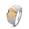 wholesale S925 sterling silver vintage luxury European-American style floral vine heart ring creative wide open adjustable finger ring for women-0-4