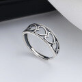 wholesale S925 Sterling Silver Retro French-style Hollow-out Heart Ring Korean-inspired Versatile Open Adjustable Index Finger Ring-0-0