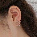wholesale S925 Sterling Silver Korean-style INS Wind Three-Layer C-shaped Design Earrings for Women, Exquisite and Fashionable with a Sense of High-End-0-0