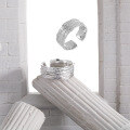 wholesale S925 sterling silver 185 textured open silver ring minimalist style small batch unique irregular textured wrinkled ring for women-0-1