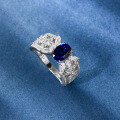 wholesale S925 Sterling Silver ZHUO ZHI FAN 5*7 Royal Blue High-End Cross-BorderIns Style Stackable Ring Live-0-1