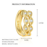 wholesale S925 Sterling Silver Geometric Square Earrings with Star-shaped Zircon, Fashionable and Light Luxury,。-E5006-Gold/Pair 925 Silver
