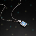 wholesale S925 Sterling Silver Cross-Border Women's Natural Blue Topaz Perfume Bottle Pendant Necklace, Minimalist Niche Design-0-1