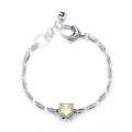 wholesale S925 Sterling Silver Geometric G Letter Clasp Heavy Work Bracelet with Unique Pattern and Colored Square Sugar Zirconia-0-4