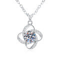 S925 Silver Moissanite Four-Leaf Clover Pendant Necklace-0-3
