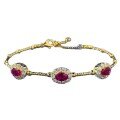 wholesale S925 silver jewelry-style New Year's ruby ribbon tourmaline elastic bracelet, palace-style good luck design-0-4