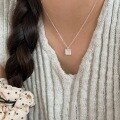 wholesale S925 Sterling Silver Geometric Quadrilateral Pendant Necklace for Women, Minimalist and Fashionable Choker Chain, Korean Style Small Luxury-0-2