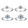 wholesale [S925 Sterling Silver] T's Classic Six-Prong Moissanite Ring for Women, Luxe Minimalist Style, High-End Wedding Band, Cross-Border Best Seller-0-4