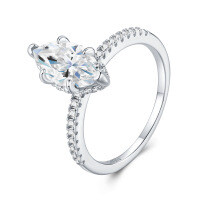 Sterling Silver Customizable Stackable Moissanite Women's Rings-R16060 Moissanite 6*12+36 tablets  US size 6/Hong Kong size 13