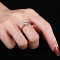 wholesale S925 Sterling Silver White Round Zircon Single Stone Design Round Zircon Classic Retro Elegant Micro-Set Ring-0-0