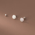 wholesale S925 silver diamond-encrusted hollow smile bead earrings, Korean-style small fresh smile ear accessories M00504-0-4