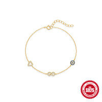 wholesale S925 Sterling Silver Love Infinity Loop Inlaid Diamond Bracelet, a classic and versatile。-Gold 925 silver