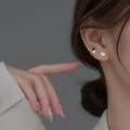 wholesale S925 Silver Korean-style Synthetic Cat's Eye Stone Astronaut Earrings Star Asymmetric Women's Earrings M02367-0-1