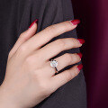S925 Silver Moissanite Ring, Luxury Bezel Setting, Adjustable Trendy Women's Wholesale-0-2