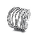 wholesale S925 Sterling Silver Multi-Layer Wrapped Ring for Women, Korean Style Heavy Duty Adjustable Open Ring Trendy Index Finger Ring-0-4