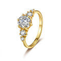 S925 Sterling Silver Moissanite French Luxury Design Women's Cross-Border Ring-0-3