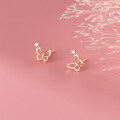 wholesale S925 Silver Korean-style Women's Minimalist Stud Earrings Small and Delicate Butterfly Hollow-out Summer Earrings G3576-0-3