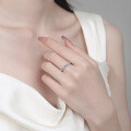 S925 Sterling Silver Full Moissanite Bamboo Knot Ring, Minimalist Unisex-0-2