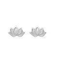 wholesale 925 Pure Silver Lotus Ear Studs For Women, New Trendy Hook Earrings For Healing Ear Piercings, Small Niche Circle Face Slimming Ear Accessories-0-0