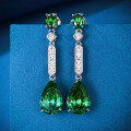 wholesale 925 Sterling Silver with 5-Carat High Carbon Diamond, Zhuozhifan Jewelry New Drop 8*12 Emerald Green Ear Studs for Women-0-2