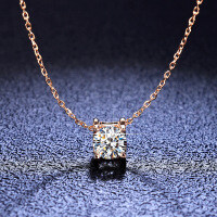 Rhodium-Plated 925 Sterling Silver Moissanite Bull Pendant Necklace-1-carat open setting (with chain)  925 silver