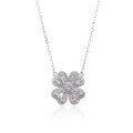 wholesale 999 Silver Maker's Four-Leaf Clover Necklace, Fashionable Light Luxury Niche Design Collarbone Chain for Women-0-4