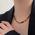 wholesale S925 Sterling Silver Natural Tiger's Eye Beaded Necklace Women Korean Spring Summer New Minimalist Style Choker-0-2