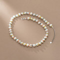 wholesale S925 silver pearl colorful bead necklace Korean version small fresh summer sweet women's neck jewelry D8706-0-4