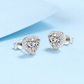 wholesale PT950 Platinum Plated 925 Sterling Silver Heart Stud Earrings with Moissanite Exquisite Jewelry Wholesale from Manufacturer-0-2