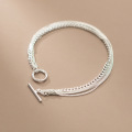 wholesale S925 Silver Multi-Layer Chain Concave Pattern OT Buckle Bracelet Korean Version Simple Elegant Women's Jewelry S4792-0-0