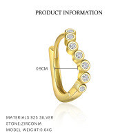 wholesale S925 Sterling Silver Cross-border Geometric Round Earrings For Women, Light Luxury With Shiny Zircons,。-E4805-Gold/Single 925 Silver