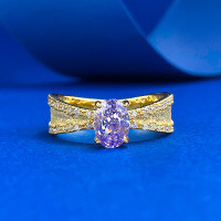 wholesale S925 silver jewelry ring, 5*7mm lavender purple diamond, fresh and fashionable ring for spring and summer seasons-R1328 Purple Diamond Brushed Ring>Size 7