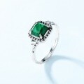 wholesale S925 Sterling Silver Thick Silver White Gold New Korean-Japanese Style Minimalist Malachite Ring Open Adjustable One-Piece Drop Shipping-0-3