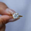 18K Gold Plated S925 Silver Round Moissanite Four-Prong Ring-0-4