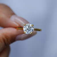 18K Gold Plated S925 Silver Round Moissanite Four-Prong Ring-Set with a 2-carat zircon  No. 9