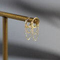 wholesale 9K Gold Metal Chiffon Skirt Double Layer Chain Tassel Elegant Small Hoop Earrings Japanese Korean Style-0-1