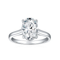 wholesale Silver-plated Oval 7*10mm 25ct Solitaire Moissanite Ring-7*10mm (2.5 carats)  US size 9