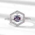 wholesale S925 Sterling Silver Cross-Border New Fashion Minimalist Alexandrite Ring European and American Style Colored Gemstone Jewelry Wholesale-0-1