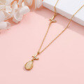wholesale 925 Silver Exquisite Waterdrop Yellow Chalcedony Necklace for Women, Ins Style Gentle High-End Elegant Butterfly Collarbone Chain-0-2