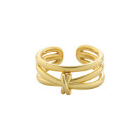 wholesale S925 Sterling Silver Korean Version Ins Minimalist Design Multi-Layer Wrapped Knot Adjustable Open Ring for Women-18K gold [No. 15/adjustable]