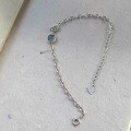 wholesale Sterling Silver Aquamarine Bracelet for Women, Ins Niche Design High-End Sense Luxury Exquisite and Versatile Small Fresh Hand Accessory-0-5