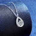 S925 Sterling Silver Cross-Border Women's Necklace with 50ct D Color Moissanite Teardrop Pendant-0-0