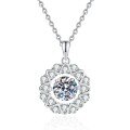 Metal Material Christmas Cross-border Hot-Sale 1ct Moissanite Snowflake Dancing Heart Necklace Wholesale-0-3