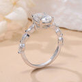 wholesale S925 sterling silver plated with 18K gold 2-carat oval marquise moissanite ring moissanite jewelry-0-1