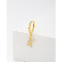 wholesale 925 Sterling Silver Amazon Cross-border Single Alphabet Earrings for Women, Fashion Hoop Ear Cuff, Versatile Ear Accessories-K single>925 silver