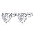 wholesale S925 Sterling Silver Zircon Heart Stud Earrings for Women, High-End Design Silver Earrings-0-4