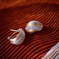 wholesale S925 solid silver brushed earrings for women, exquisite ear clips, high-end niche luxury, elegant and versatile, ins style-BE0061-Gold Color-Gold