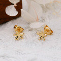 wholesale S925 Silver Plated 14K Gold Japanese Retro Design Mini Floral Stud Earrings-0-3